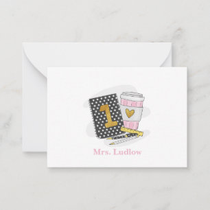 First Grade Teacher Black Notebook Custom Card