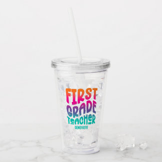 First Grade Teacher Colourful Ombre Acrylic Tumbler