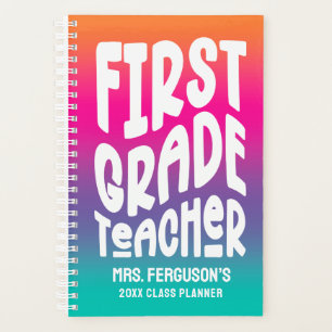 First Grade Teacher Colourful Ombre Planner