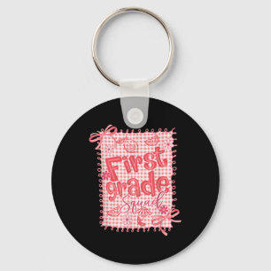 First Grade Teacher Coquette Bow Lemon First Day O Key Ring