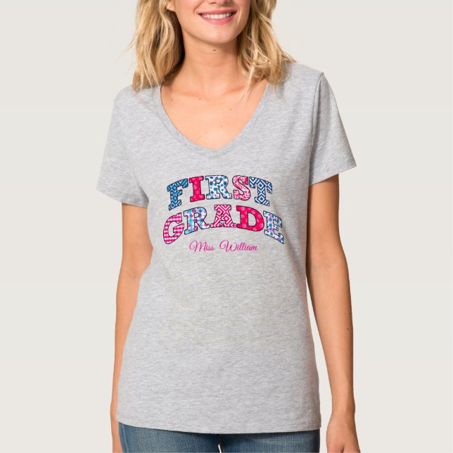 First Grade Teacher Custom School Class T-Shirt (Front)