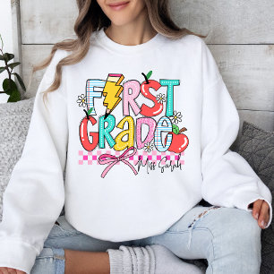First Grade Teacher Cute Back To School Colourful Sweatshirt
