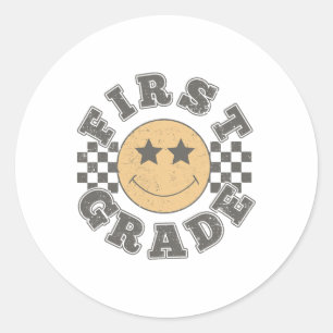 First Grade Teacher First Day Of 1st Grade Byck To Classic Round Sticker