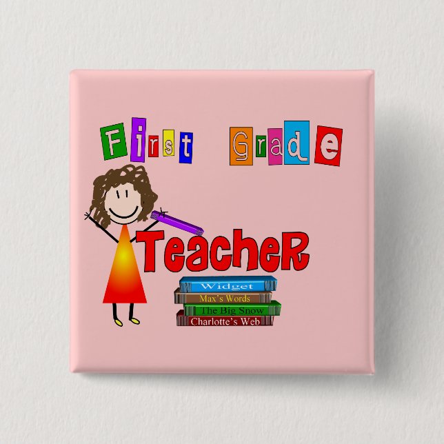 First Grade Teacher Gifts 15 Cm Square Badge (Front)