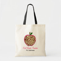 First Grade Teacher - Giraffe Print Apple