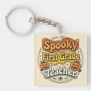 First Grade Teacher Halloween Shirt Spooky Teacher Key Ring