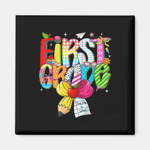 First Grade Teacher Kids Preppy Back To School 1st Magnet