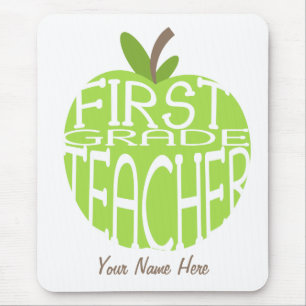 First Grade Teacher Mousepad - Green Apple