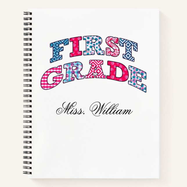 First Grade Teacher  Personalized Spir Notebook (Front)