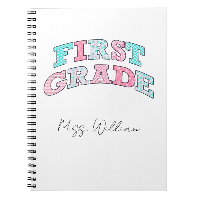 First Grade Teacher  Personalized Spiral Notebook (Front)