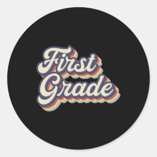 First Grade Teacher Retro Vintage 1st Grade Teache Classic Round Sticker