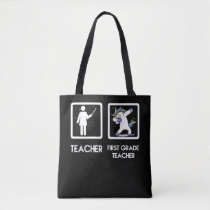First Grade Teacher Unicorn Dabbing Funny Tote Bag