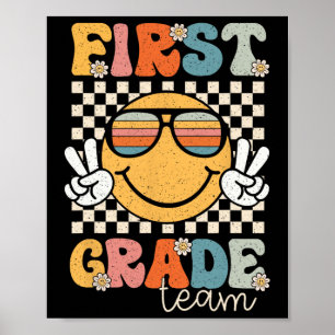First Grade Team Retro Back To School 1st Grade Sm Poster