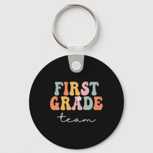 First Grade Team Retro Groovy Vintage First Day Of Key Ring