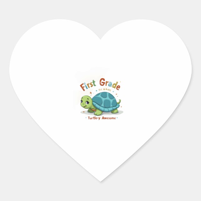 First Grade Turtle-y Awesome 1st Grade Back to Sch Heart Sticker (Front)