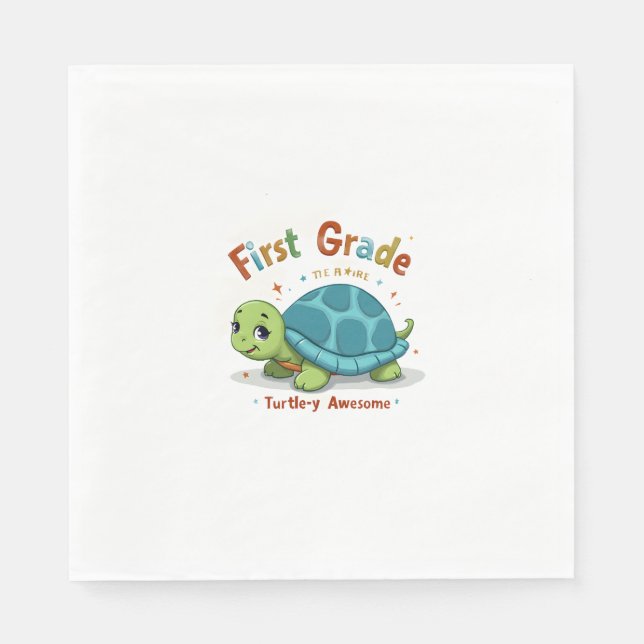 First Grade Turtle-y Awesome 1st Grade Back to Sch Napkin (Front)