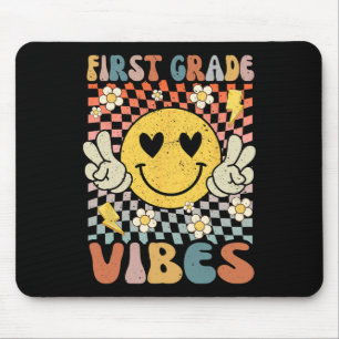 First Grade Vibes 1st Grade Retro Teacher 1st Day Mouse Mat