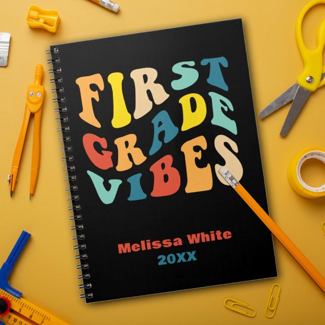 First Grade vibes back to school retro  Notebook (Creator Uploaded)