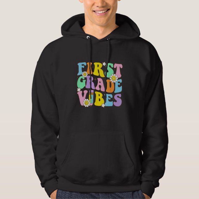 First Grade Vibes First Day Of 1st Grade Kids Back Hoodie (Front)