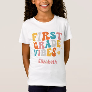 "First Grade Vibes" Groovy Back to School T-Shirt
