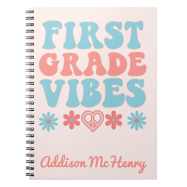 First Grade Vibes - Retro Back To School Notebook (Front)