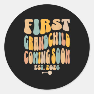 First Granhild Coming Soon 2026 Baby Announcement  Classic Round Sticker