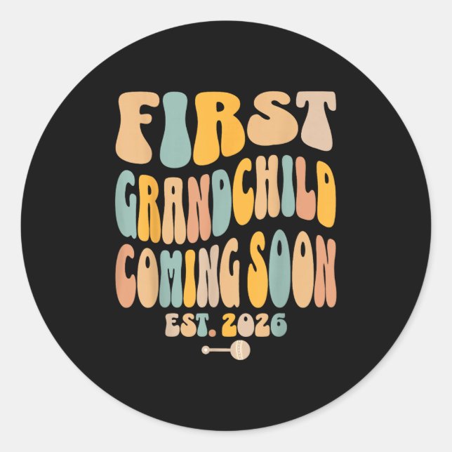 First Granhild Coming Soon 2026 Baby Announcement  Classic Round Sticker (Front)