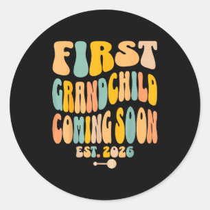 First Granhild Coming Soon 2026 Baby Announcement  Classic Round Sticker