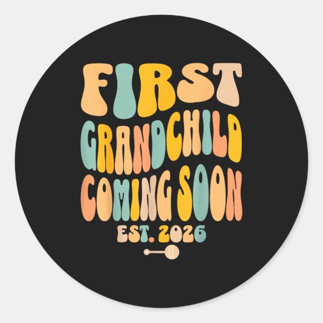 First Granhild Coming Soon 2026 Baby Announcement  Classic Round Sticker (Front)