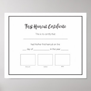 First Haircut Certificate Baby Poster