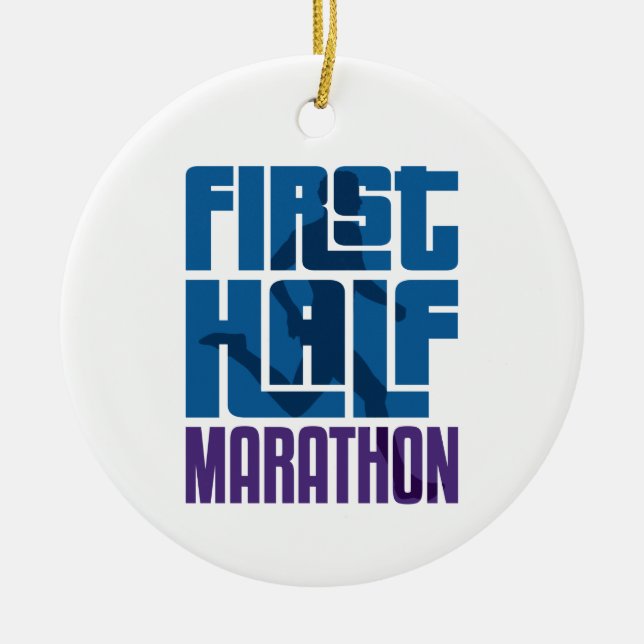 First Half Marathon 13.1 Miles Ceramic Tree Decoration (Front)