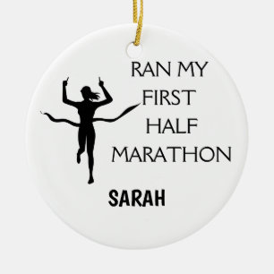 First Half Marathon Christmas Gift for Runners Ceramic Tree Decoration