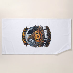 First Halloween As Brother Pumpkin Wolf Moon_1 Beach Towel