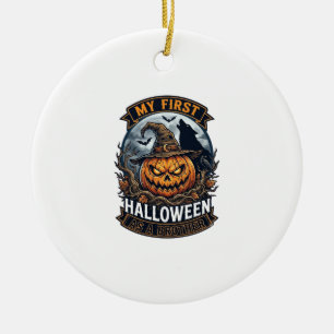 First Halloween As Brother Pumpkin Wolf Moon_1 Ceramic Tree Decoration