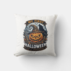 First Halloween As Brother Pumpkin Wolf Moon_1 Cushion