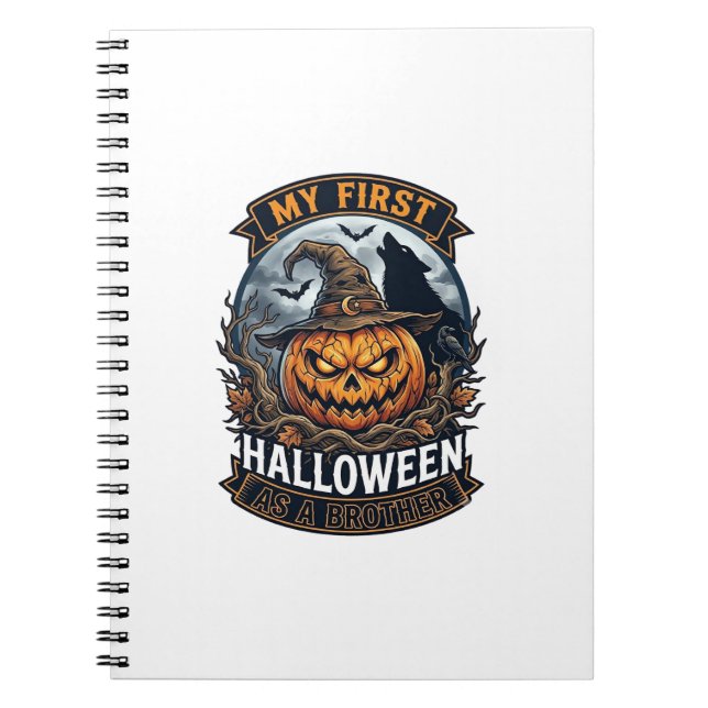 First Halloween As Brother Pumpkin Wolf Moon_1 Notebook (Front)