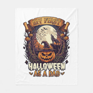 First Halloween As Dad Pumpkin Wolf Moon_1 Fleece Blanket