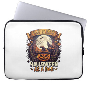 First Halloween As Dad Pumpkin Wolf Moon_1 Laptop Sleeve