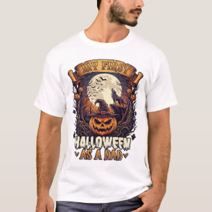 First Halloween As Dad Pumpkin Wolf Moon_1 T-Shirt