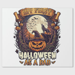 First Halloween As Dad Pumpkin Wolf Moon_1 Wrapping Paper