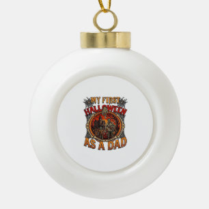First Halloween As Dad Zombie Haunted House Gravey Ceramic Ball Christmas Ornament