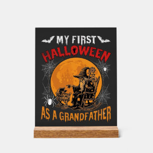 First Halloween As Grandfather Wizard Bat Moon_1 Acrylic Sign