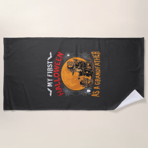 First Halloween As Grandfather Wizard Bat Moon_1 Beach Towel