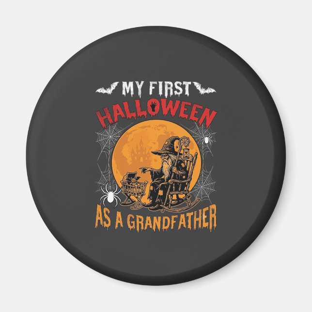 First Halloween As Grandfather Wizard Bat Moon_1 Magnet (Front)