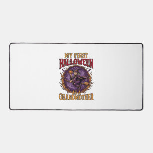 First Halloween As Grandmother Witch Pumpkin Bats_ Desk Mat