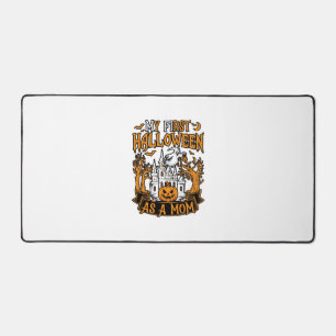 First Halloween As Mom Ghost Castle Pumpkin Trees Desk Mat