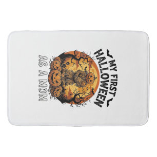 First Halloween As Mum Pumpkin Scarecrow Baby Moon Bath Mat