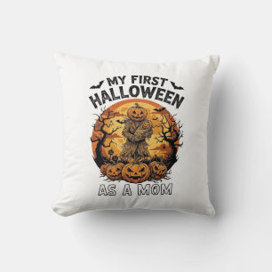 First Halloween As Mum Pumpkin Scarecrow Baby Moon Cushion