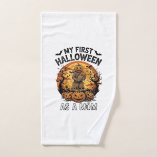 First Halloween As Mum Pumpkin Scarecrow Baby Moon Hand Towel