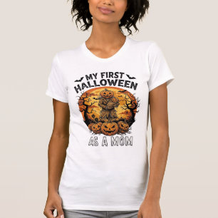 First Halloween As Mum Pumpkin Scarecrow Baby Moon T-Shirt